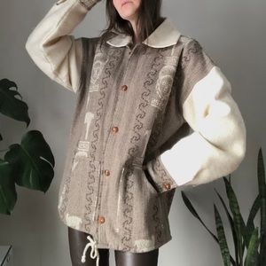 Wool woven blanket jacket / men’s XL